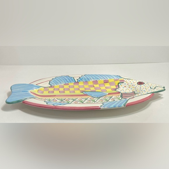 Mackenzie-Childs Large 18.5" Fish Story Platter/Wall Hanging 2008 Rare w/Sticker - Picture 3 of 13